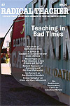 The cover of Radical Teacher #87, a cattle farm, with the subtitle "Teaching in Bad Times." 